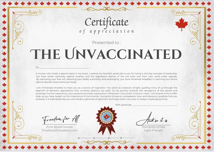 Certificate of Appreciation presented to The Unvaccinated preview