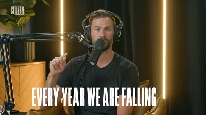 CITIZEN Facebook Reel thumbnail showing podcast speaker and caption Every Year We Are Falling