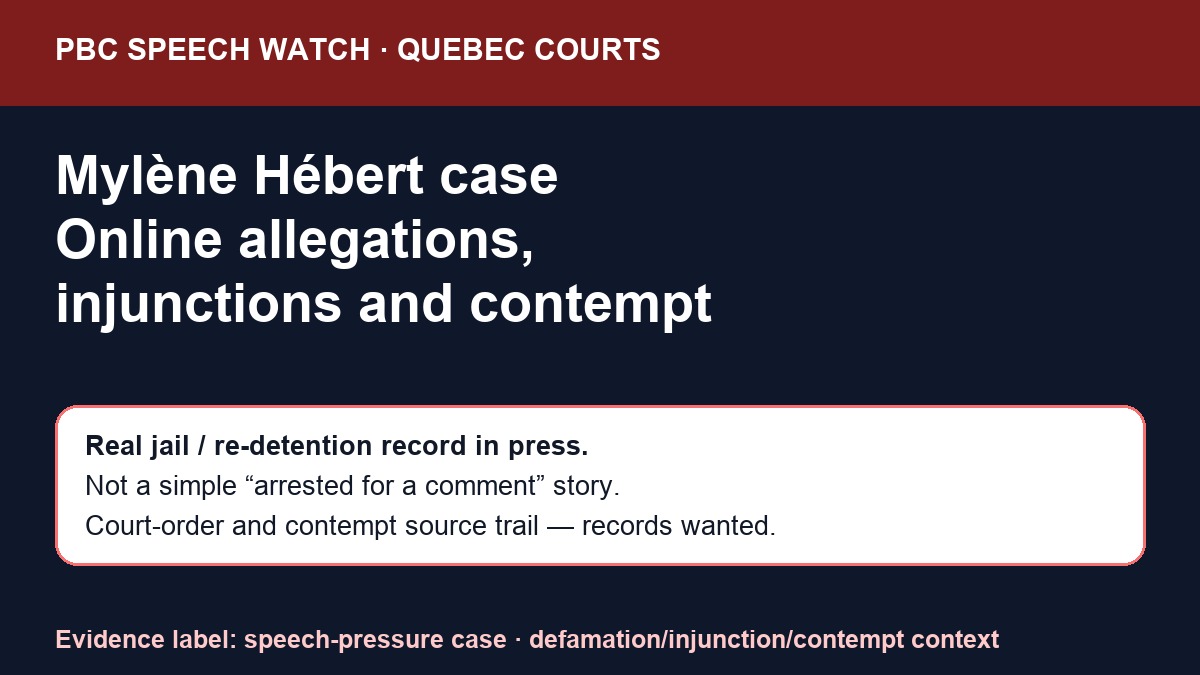 PBC Speech Watch source card for the Mylène Hébert case